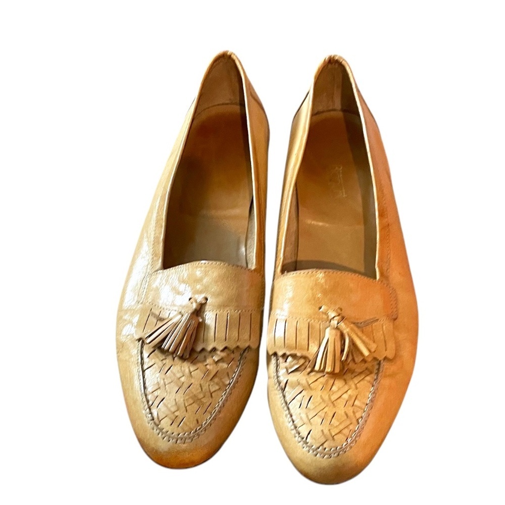 Victorio Bianchi Men's Cream Leather Shoes Made In Italy Vero Cuoio Moccasin,13M